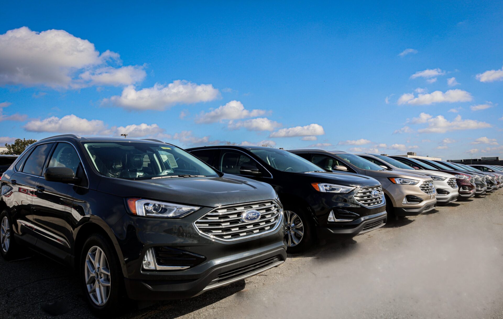 Edge Inventory outside Bill Brown Ford's Dealership in Livonia, MI